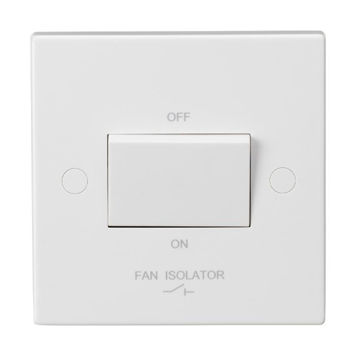 Knightsbridge SN1100 Square Edge White Plastic Triple Pole Fan Isolator Switch 10A