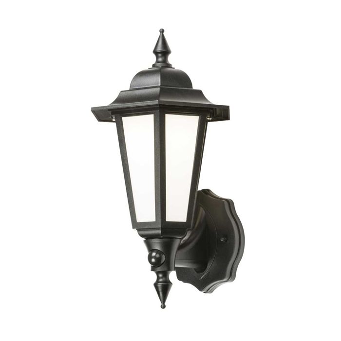 MLA Knightsbridge LANT2 Black Polycarbonate LED Outdoor Lantern with PIR IP54 Cool White 8W