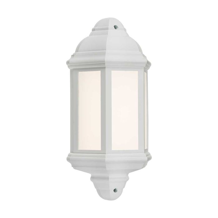 MLA Knightsbridge LANT3W White Polycarbonate LED Outdoor Half Wall Lantern IP54 Cool White 8W