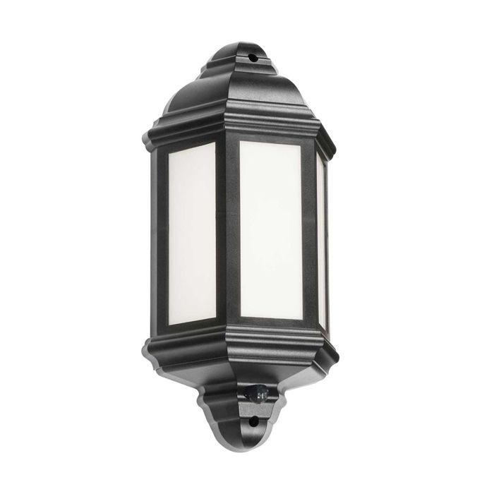 MLA Knightsbridge LANT4 Black Polycarbonate LED Half Wall Lantern with PIR IP54 Cool White 8W
