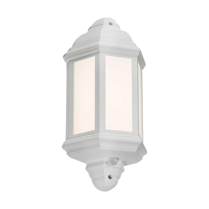 MLA Knightsbridge LANT4W White Polycarbonate LED Half Wall Lantern with PIR IP54 Cool White 8W