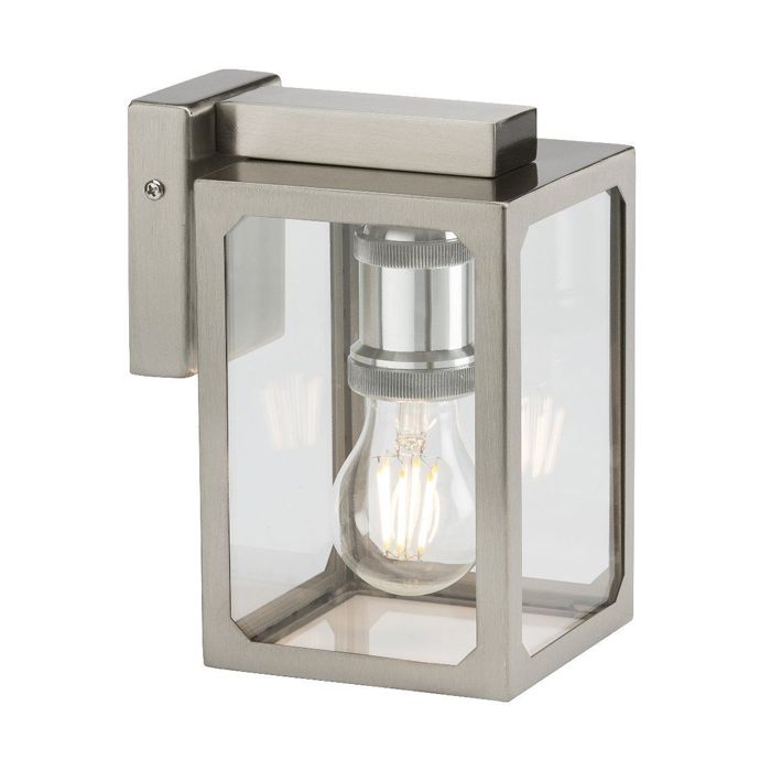 MLA Knightsbridge LANTSS Brushed Chrome E27 Wall Mounted Lantern Fitting IP23 Max 40W
