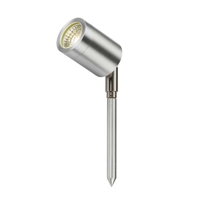 MLA Knightsbridge LSPIKE Brushed Chrome LED Mini Spike Light 3500K White IP65 3W 230V