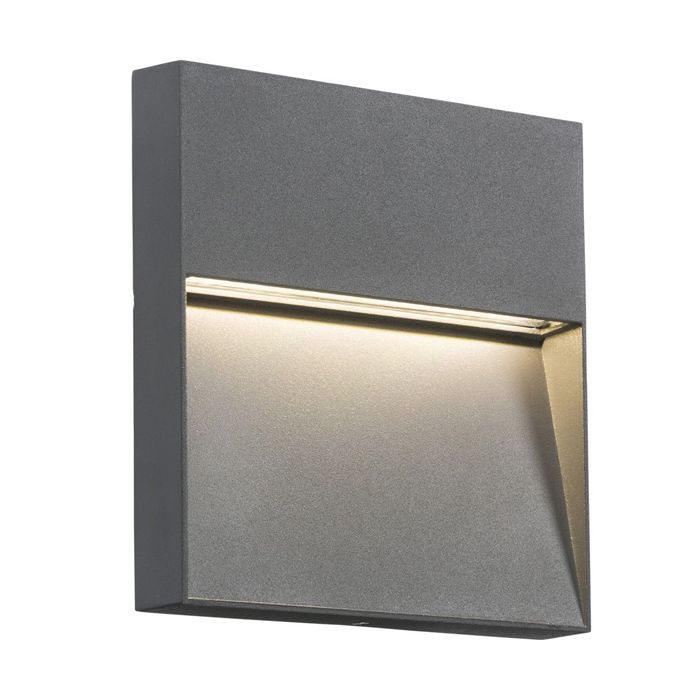 MLA Knightsbridge LWS4G Grey Aluminium Square 200mm Surface Mount Wall Guide LED Light IP44 4W