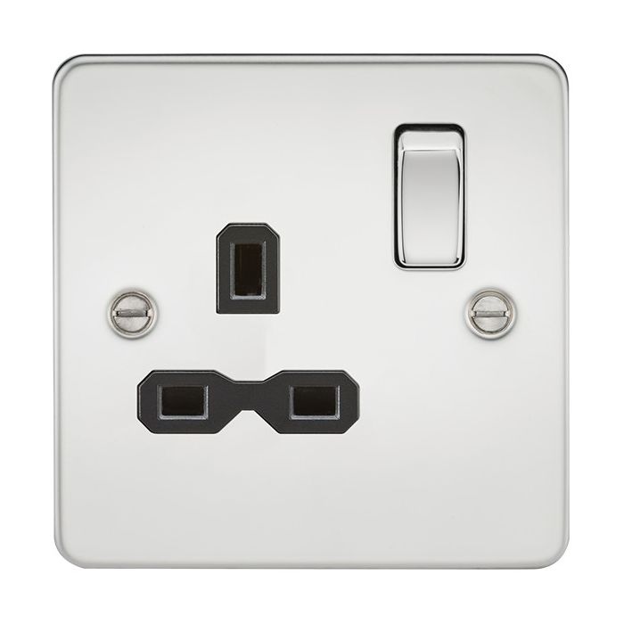 MLA Polished Chrome 1 Gang Socket with Black Insert