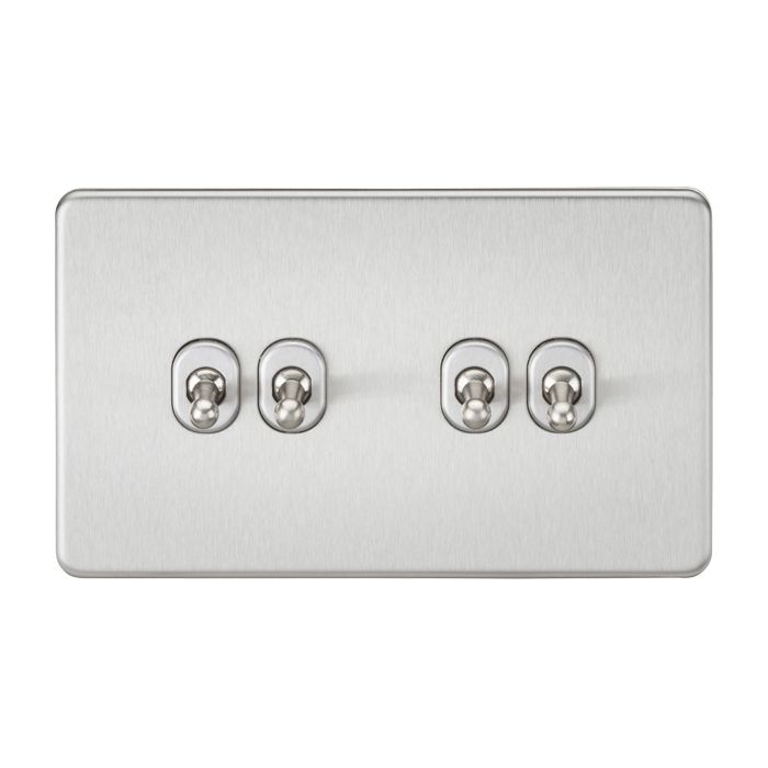 MLA Screwless 10AX 4G 2-Way Toggle Switch - Brushed Chrome