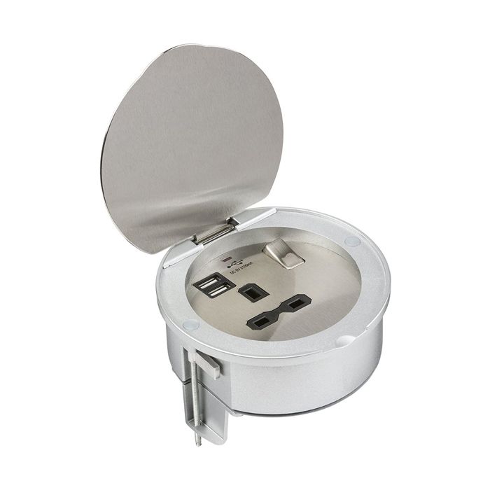 MLA Knightsbridge SKR003A Recessed Single Switched Socket 13A with Dual USB Charger Ports 5V DC