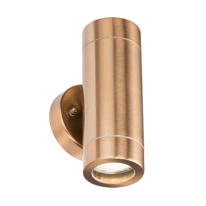 MLA Knightsbridge WALL2LC Copper Coloured Lightweight Up & Down GU10 Wall Fitting IP65 2 x 35W