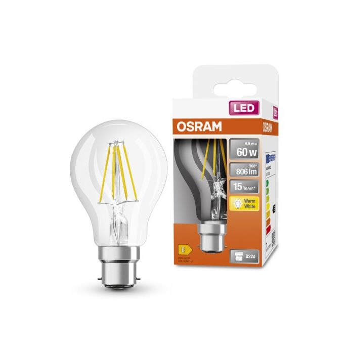 OSRAM Filament 7-60W A60 B22 2700K 