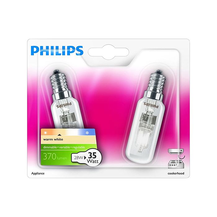 Philips 28W SES Tubular Cooker Hood Light Twin Pack
