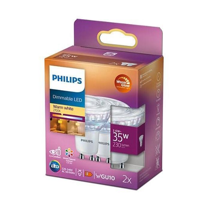 Philips LED GU10 2.6W-35W DimTone 2 Pack