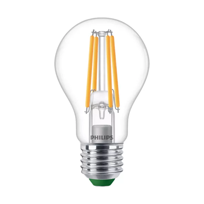 Philips Master Ultra Efficient LED 7.3W E27 Filament GLS Bulb Cool White on a white background