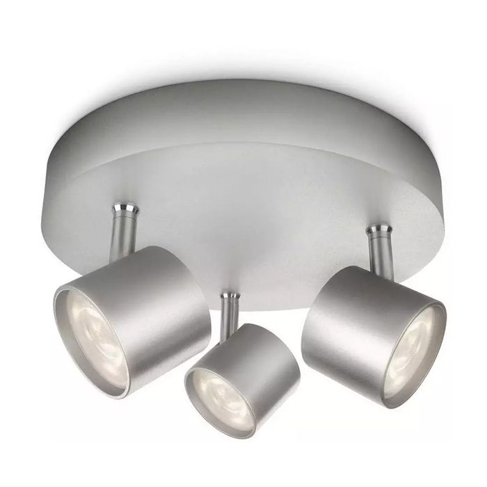Philips MyLiving 5624234816 Star 3 Spotlight Spiral Ceiling Light (Integrated 3 x 3 W LED Bulb) - Aluminium
