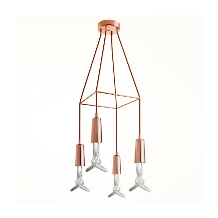 Plumen 4 Way Drop Cap Chandelier  Brass