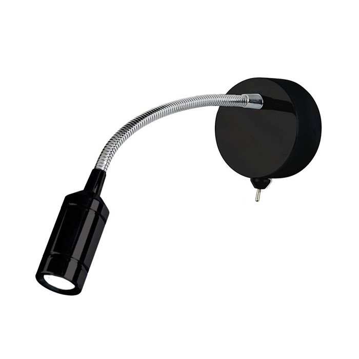 Searchlight 2256BK Flexy 1W Chrome and Matt Black 3000K LED Wall / Reading Light 
