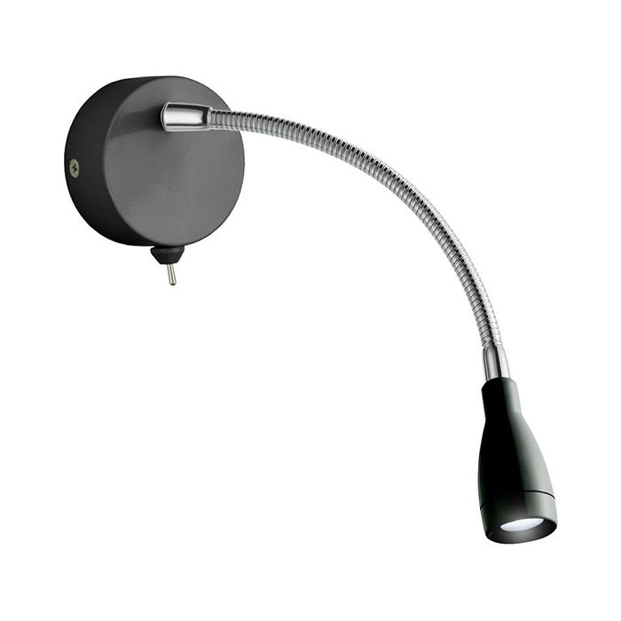 Searchlight 9917BK Flexy 1W Chrome and Matt Black 6500K LED Wall / Reading Light