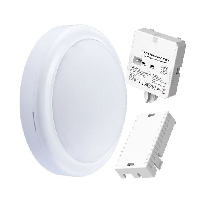 Signify Ecolink Multi Lumen CCT LED IP65 Bulkhead with Emergency & Microwave Sensor Add-on