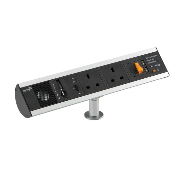 MLA Knightsbridge SK004 Black-Steel Power Station Built-in speaker - Dual USB Charger Ports
