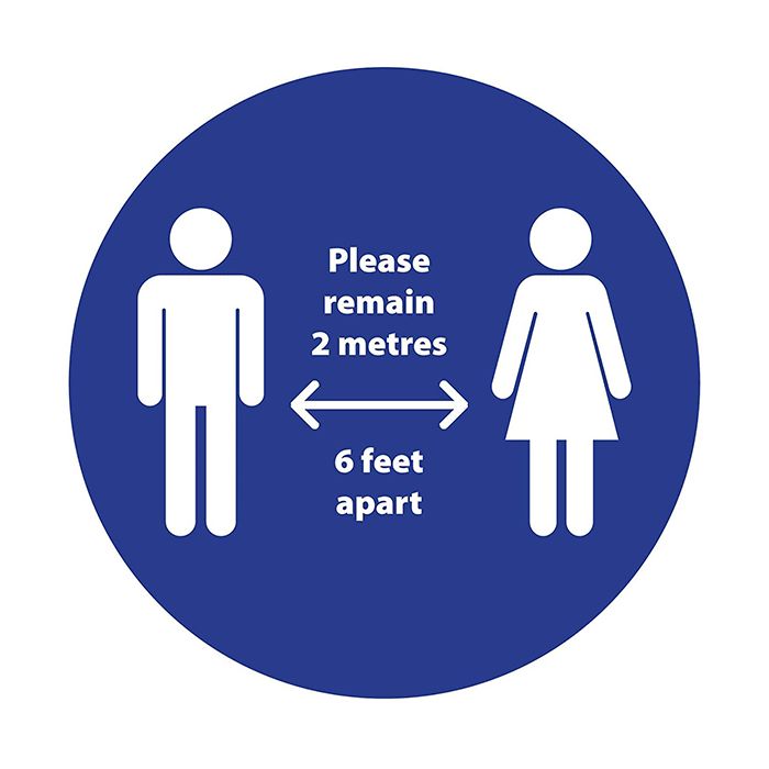 Social Distancing Floor Sticker Grey or Blue 300mm
