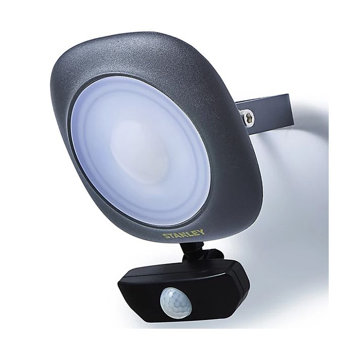 Stanley 20W Round LED Floodlight Black with PIR