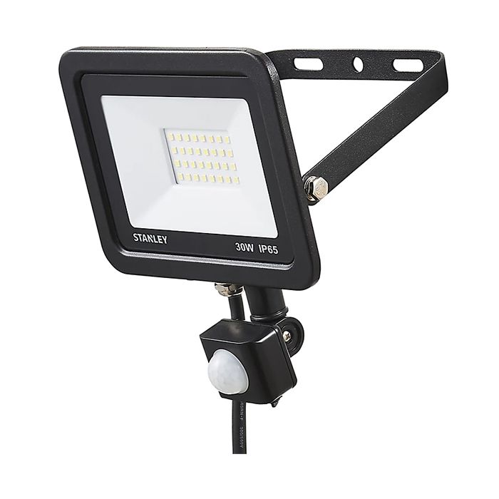 Stanley 30W LED Slimline Floodlight with PIR Black
