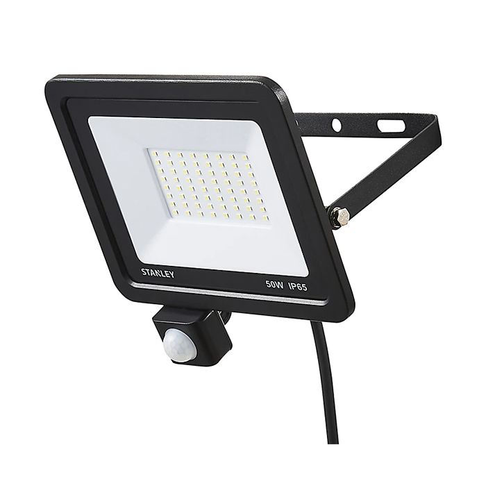 Stanley 50W LED Slimline Floodlight with PIR Black 