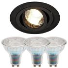 SLV Tria Black Tiltable Downlight and Dimmable Bell Halo GU10 Bundle