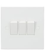 MLA Knightsbridge SN4000 (10 PACK) Square Edge White Plastic 3 Gang 2 Way Plate Light Switch 10A