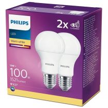 2 Pack Philips CorePro LEDbulb ND 13-100W A60 E27 827