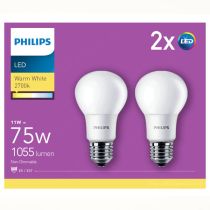 2 Pack Philips CorePro LEDbulb ND 11-75W A60 E27 827
