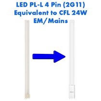 EM/Mains LED PL-L Equivalent to 24W CFL 4 Pin 2G11