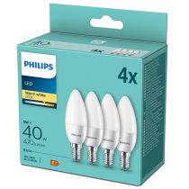 4 Pack Philips LED 5w Frosted Candle E14/SES