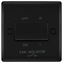 BG Nexus Metal Matt Black Triple Pole Fan Isolator Switch 10A