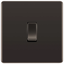 BG Screwless Flatplate Black Nickel Single Switch 20A 16AX 2 Way