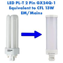 EM/Mains LED PL-T Equivalent to 13W CFL 2 Pin GX24D-1