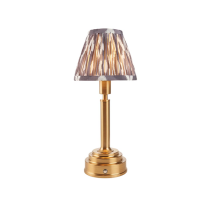 Endon  Lighting Upton Rechargeable & Pearl Grey Ikat 16cm Table Lamp