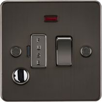 MLA Flat Plate 13A switched fused spur unit with neon and flex outlet - gunmetal