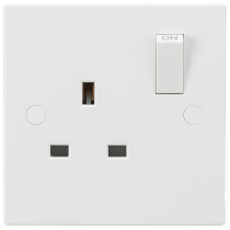 Knightsbridge Square Edge 13A 1 Gang SP Switched Socket - White