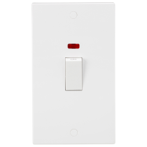 Knightsbridge Square Edge 45A DP Switch with Neon 2 Gang Size - White
