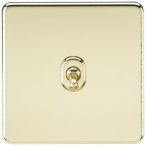 Knightsbridge Screwless 10AX 1G Intermediate Toggle Switch Polished Brass