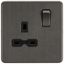 ML Accessories Smoked Bronze 1 Gang Socket With Black Inserts