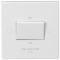 Knightsbridge SN1100 Square Edge White Plastic Triple Pole Fan Isolator Switch 10A