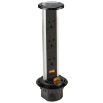 ML Knightsbridge SK006 Black Aluminium Pop-up Triple Socket 230V 13A IP54