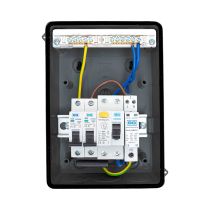 SyncEV Grey External Consumer Unit- 40A Type A RCD, 40A B Curve MCB, Type 2 SPD