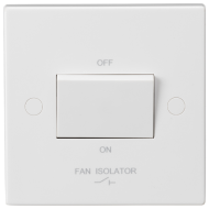 Knightsbridge SN1100 Square Edge White Plastic Triple Pole Fan Isolator Switch 10A