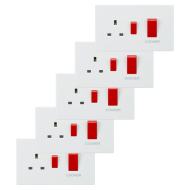 Knightsbridge SN8333 (5 PACK) 45A DP Switch & 13A Socket - Red Rockers