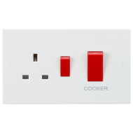 Knightsbridge SN8333 45A DP Switch & 13A Socket - Red Rockers