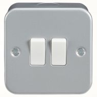 ML Knightsbridge M3000 Metal Clad Single Pole 2 Gang 2 Way Switch IP20 10A 230V