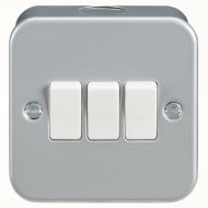 ML Knightsbridge M4000 Metal Clad Single Pole 3 Gang 2 Way Switch IP20 10A 230V