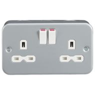 ML Knightsbridge MR9000 Metal Clad Double Pole 2 Gang Switched Socket IP20 13A 230V

